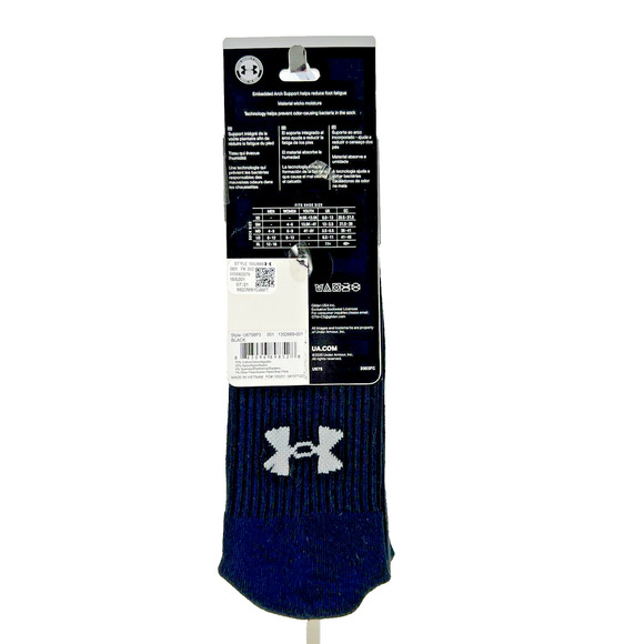 Under Armour Men’s Training Cotton Socks 3 Pairs Crew Black Shoe Size 12 –16 NWT - Picture 4 of 13